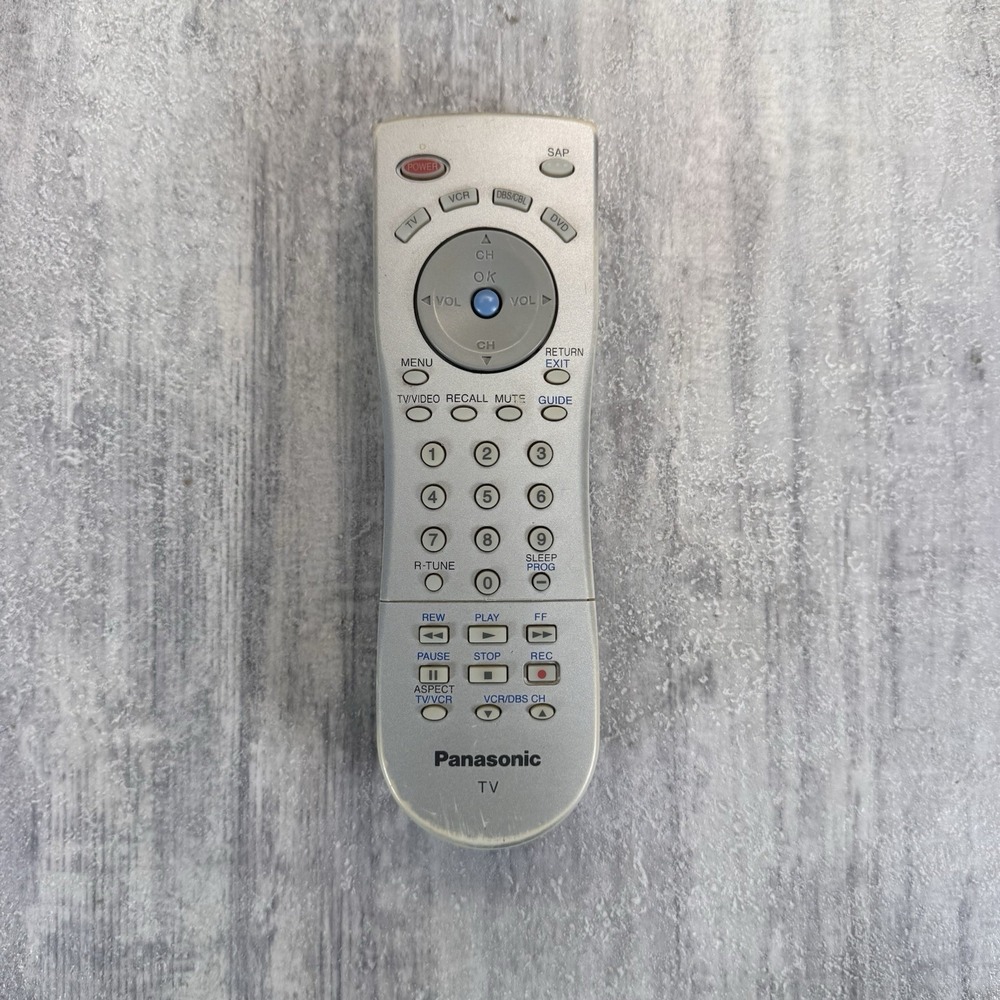 Panasonic EUR7613Z90R TV Remote Control Silver VCR DVD DBS CBL Replacement Read